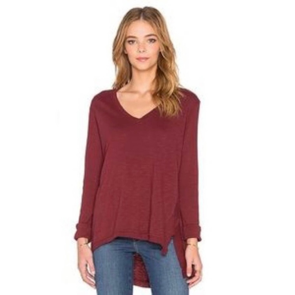 WILT Asymmetrical Slouchy Tunic Top | Burgundy XS | 033042